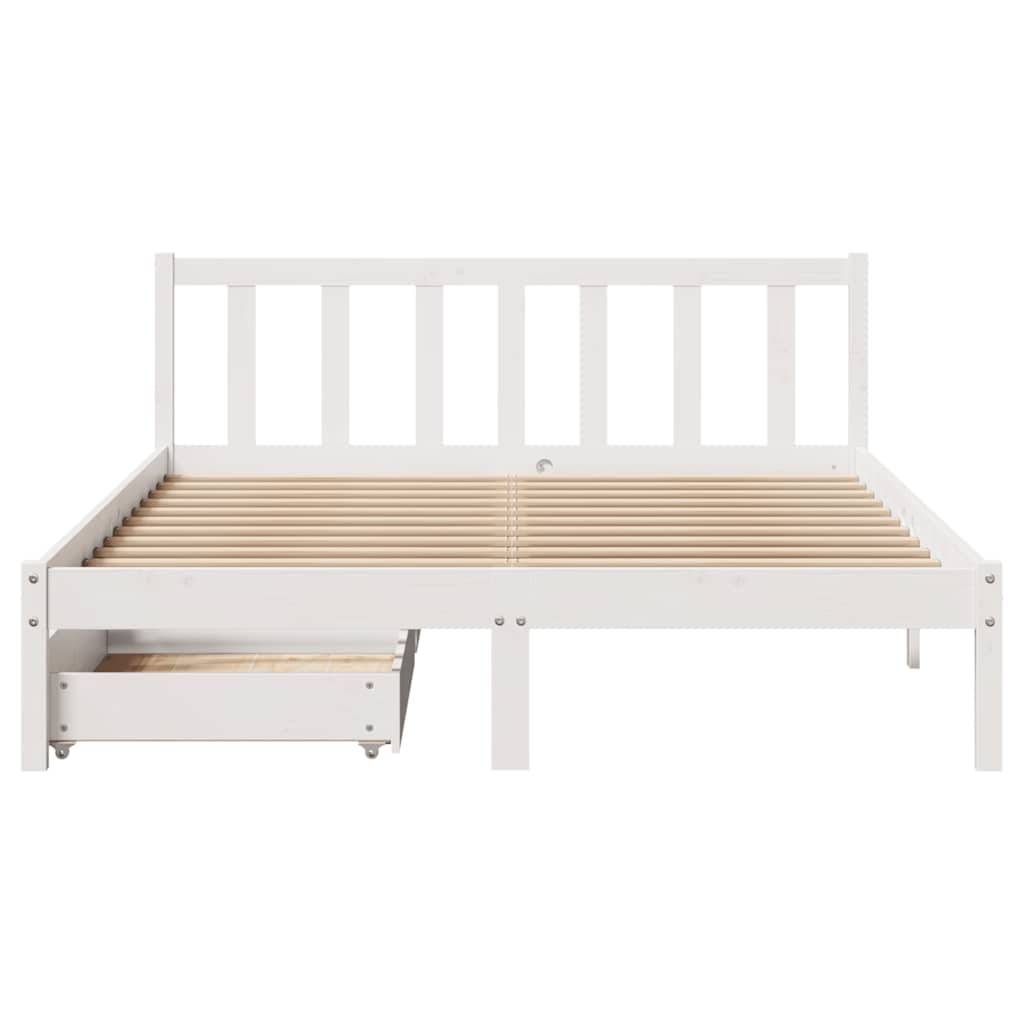 Sengeramme Uten Madrass Hvit 140X190 Cm Heltre Furu