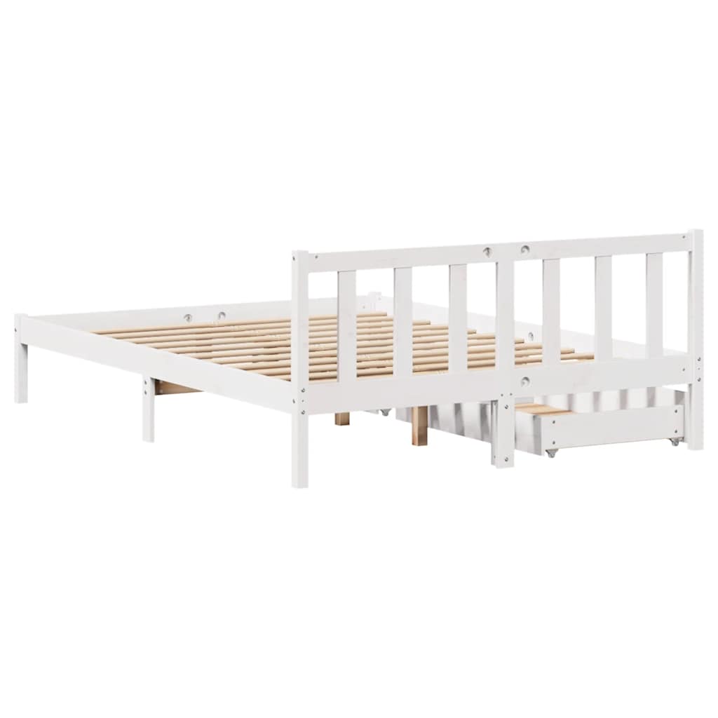 Sengeramme Uten Madrass Hvit 140X190 Cm Heltre Furu