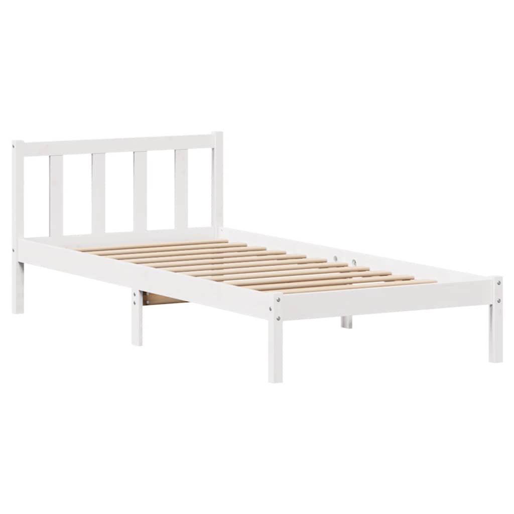 Sengeramme Uten Madrass Hvit 90X200 Cm Heltre Furu