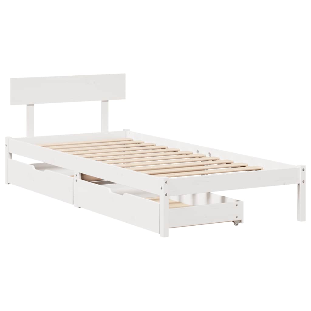 Sengeramme Uten Madrass Hvit 90X200 Cm Heltre Furu
