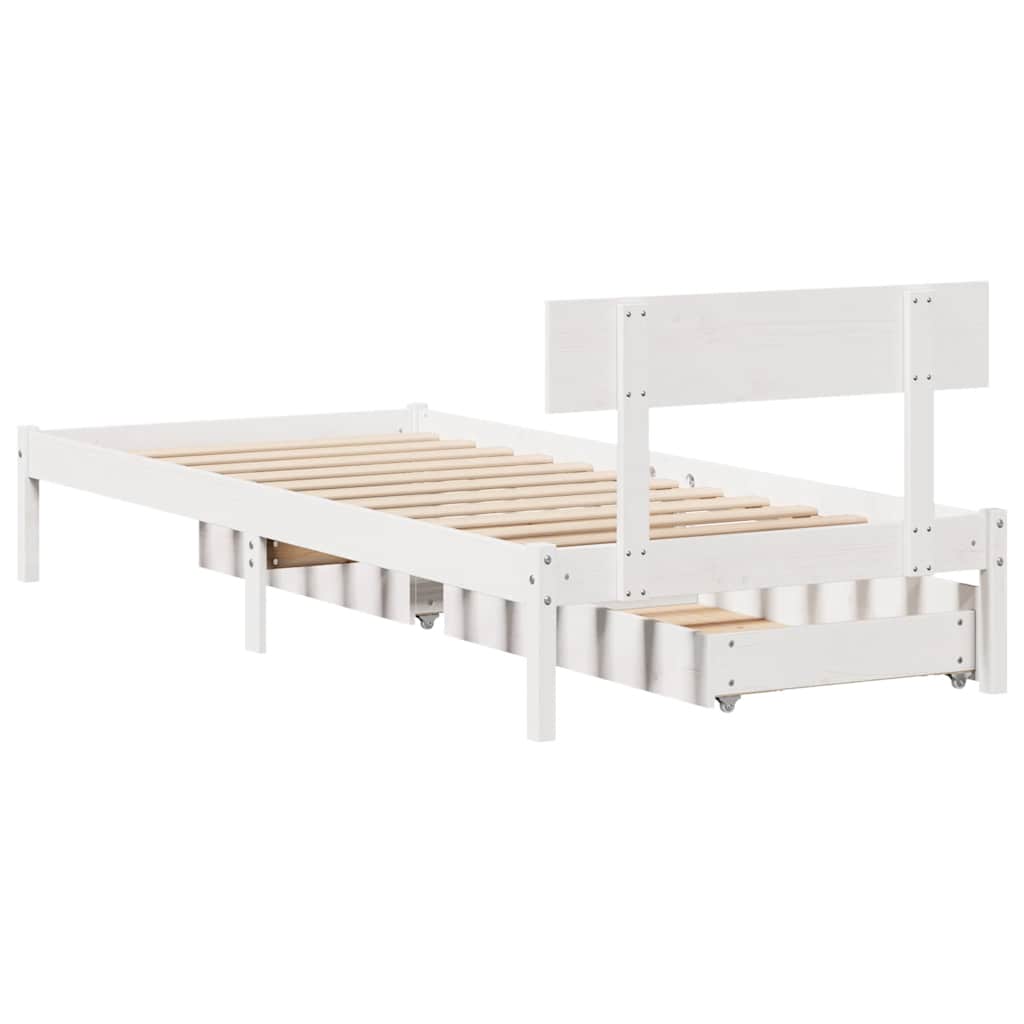Sengeramme Uten Madrass Hvit 90X200 Cm Heltre Furu