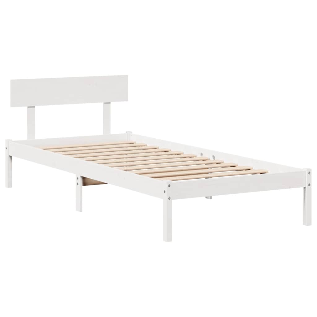 Sengeramme Uten Madrass Hvit 90X200 Cm Heltre Furu