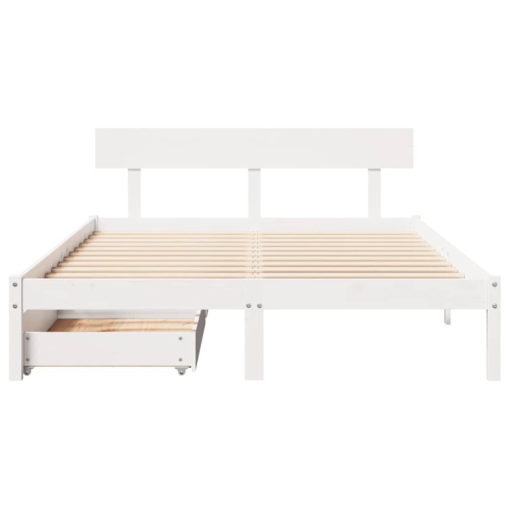 Sengeramme Uten Madrass Hvit 140X200 Cm Heltre Furu