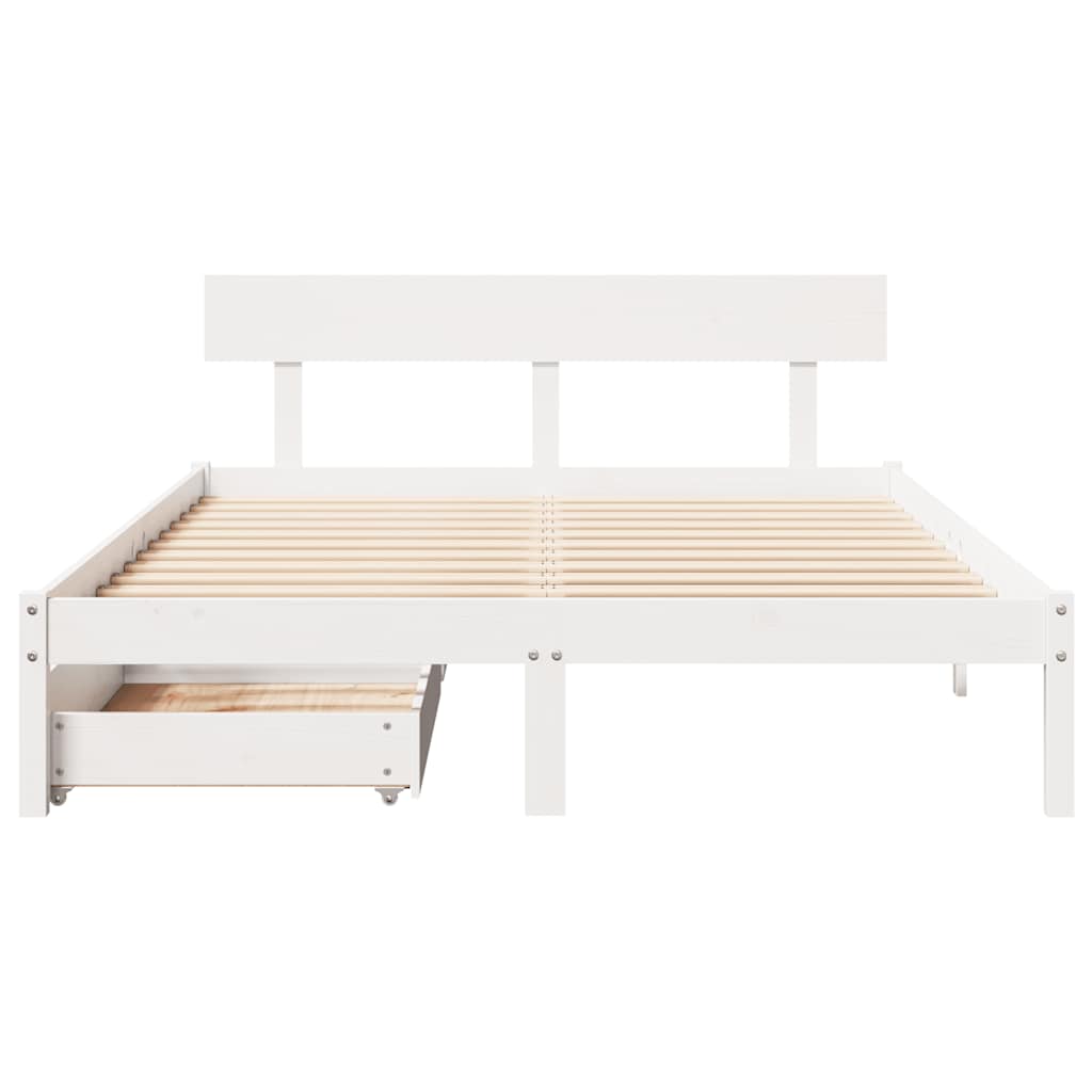 Sengeramme Uten Madrass Hvit 160X200 Cm Heltre Furu
