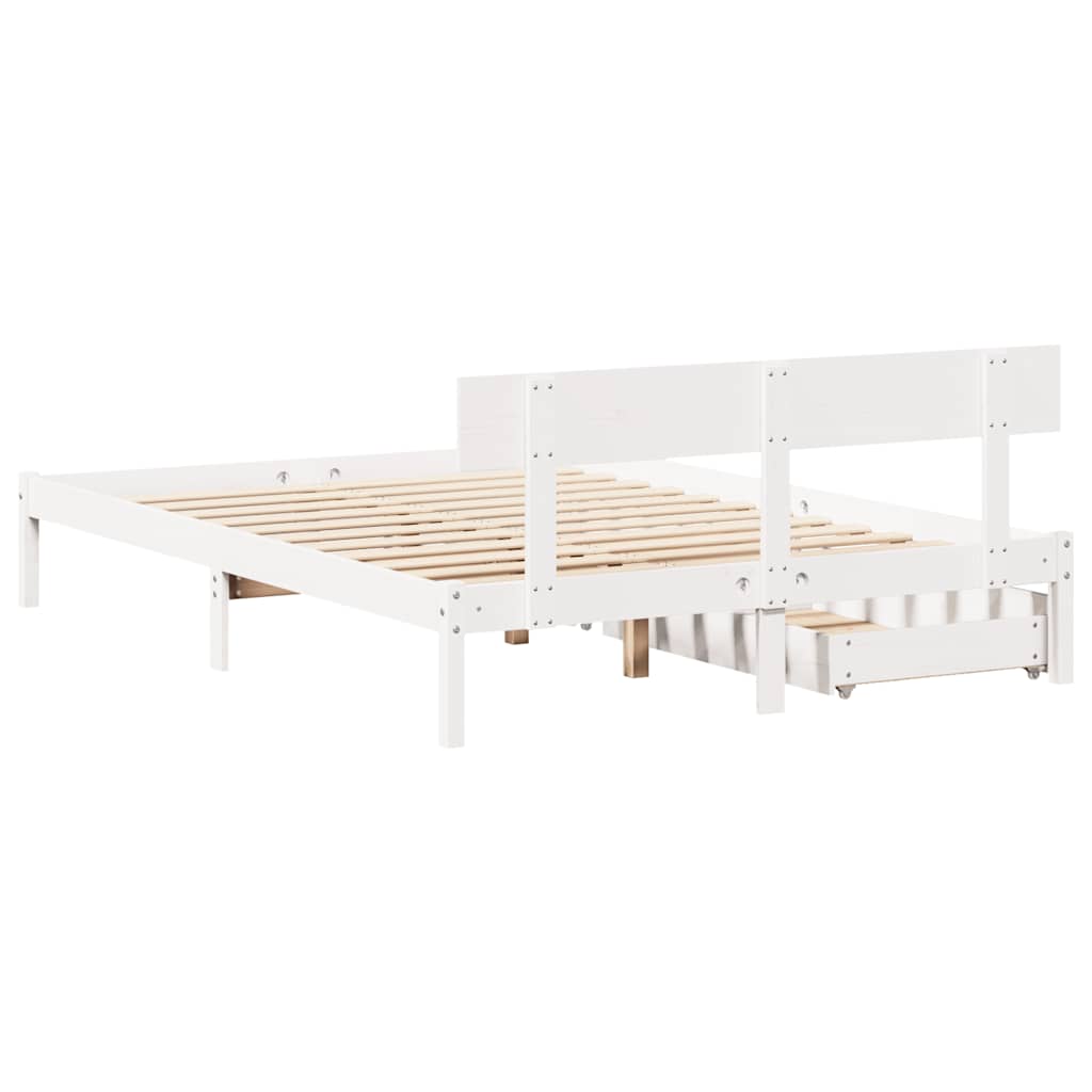 Sengeramme Uten Madrass Hvit 160X200 Cm Heltre Furu
