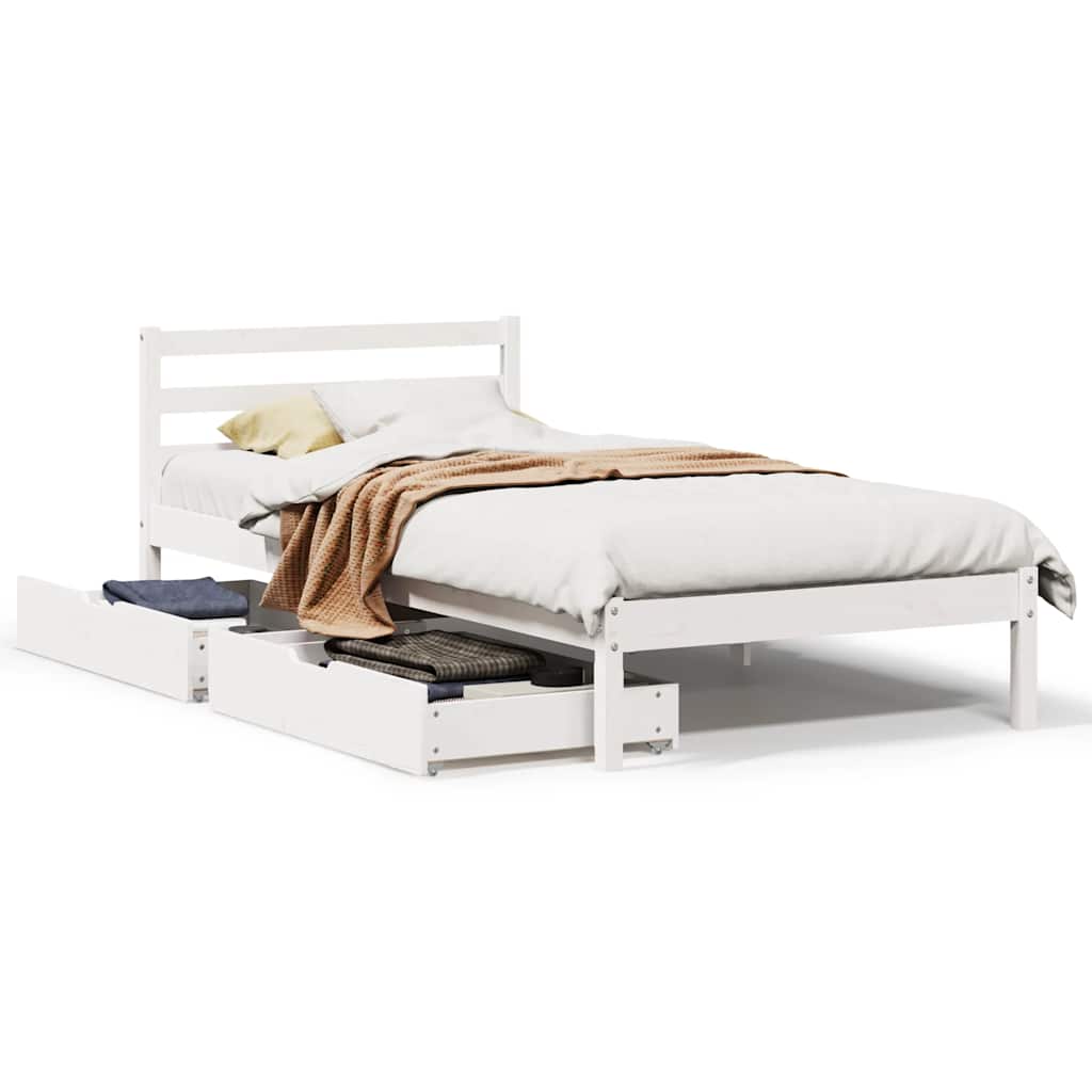 Sengeramme Uten Madrass Hvit 90X190 Cm Heltre Furu