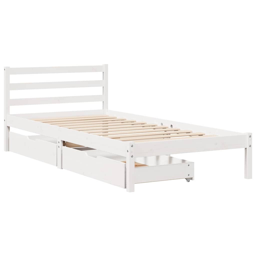 Sengeramme Uten Madrass Hvit 90X190 Cm Heltre Furu