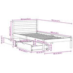 Sengeramme Uten Madrass Hvit 90X190 Cm Heltre Furu