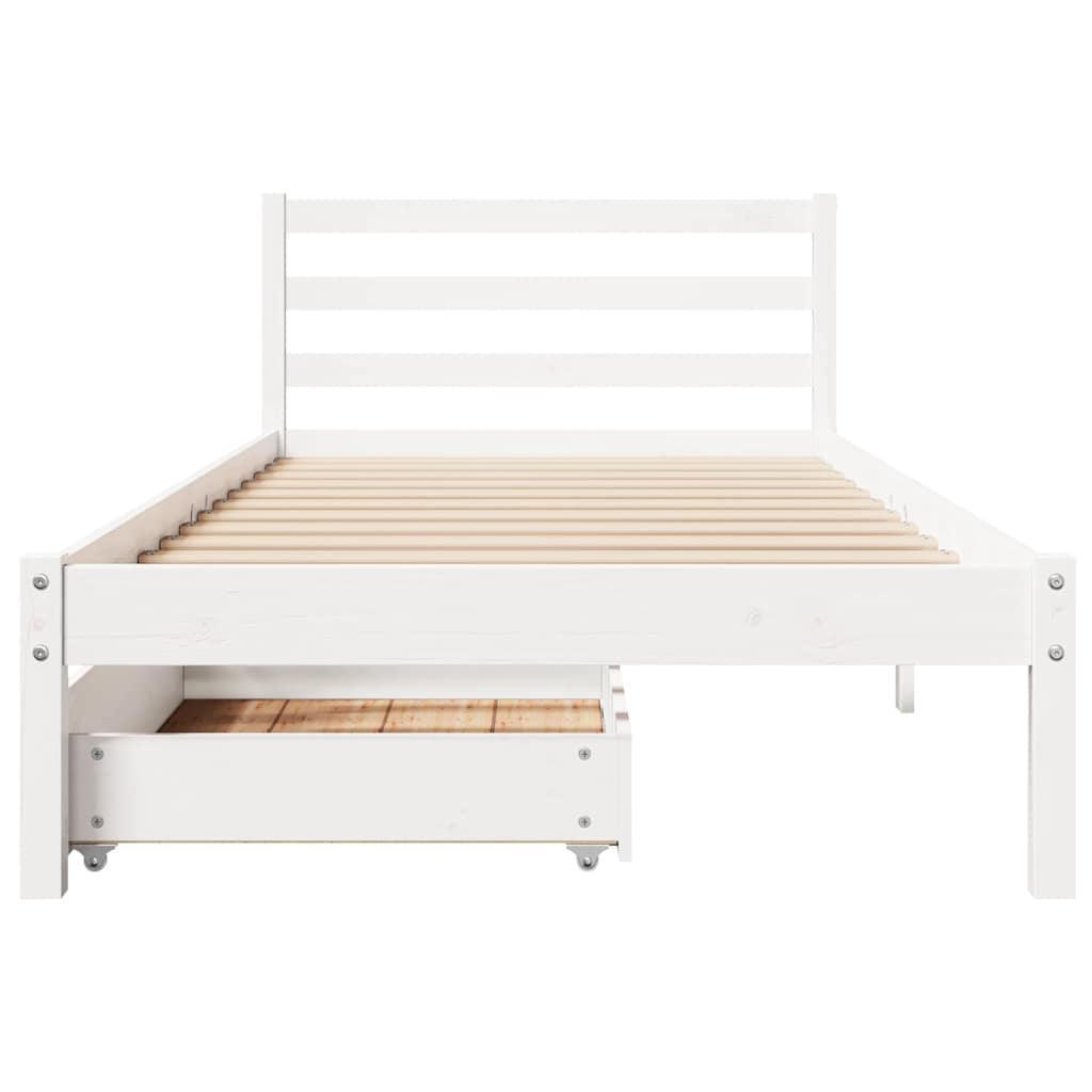 Sengeramme Uten Madrass Hvit 90X190 Cm Heltre Furu