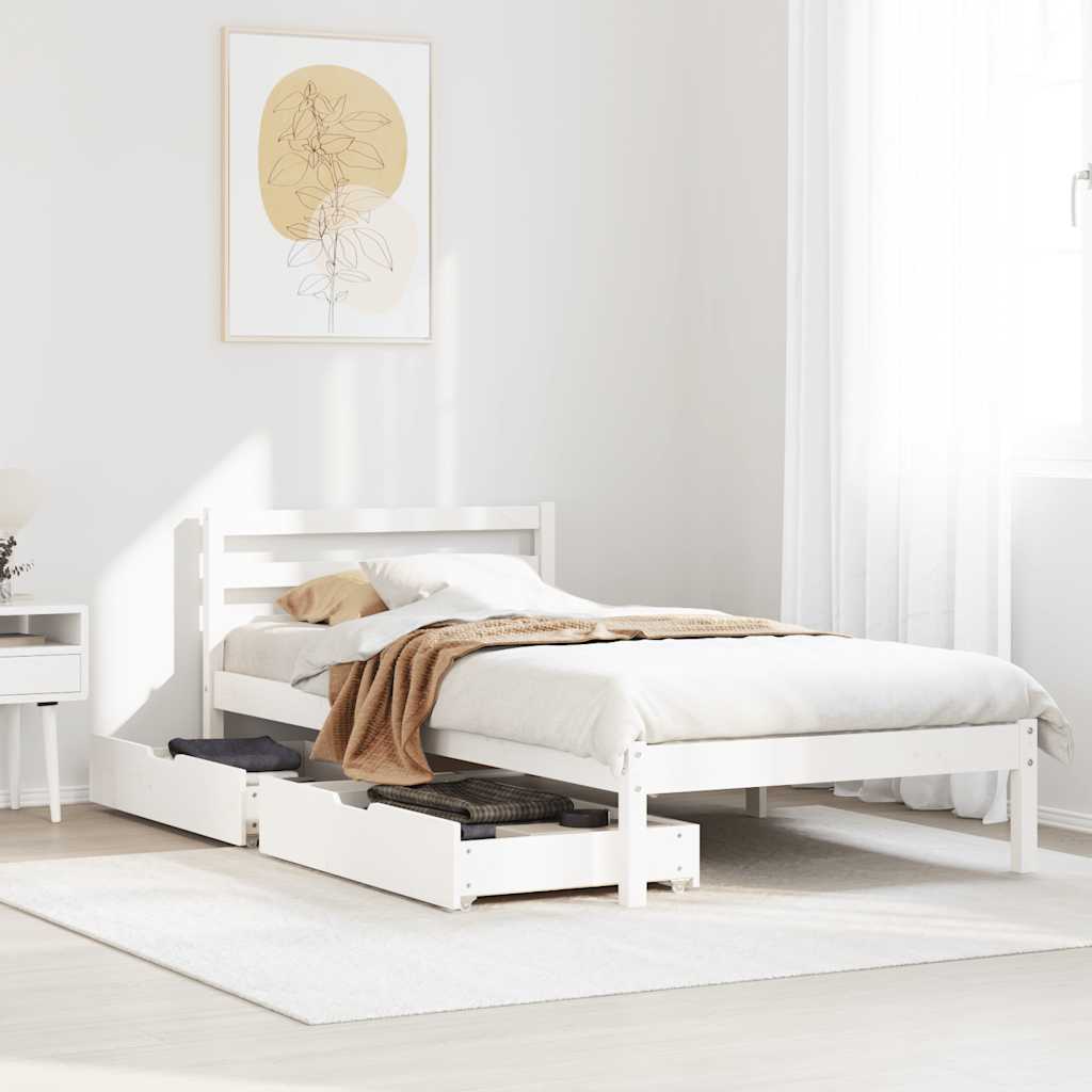 Sengeramme Uten Madrass Hvit 90X190 Cm Heltre Furu