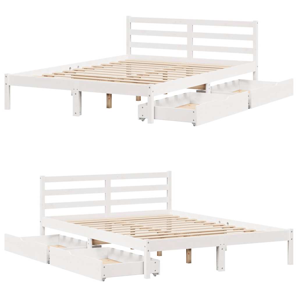 Sengeramme Uten Madrass Hvit 120X190 Cm Heltre Furu