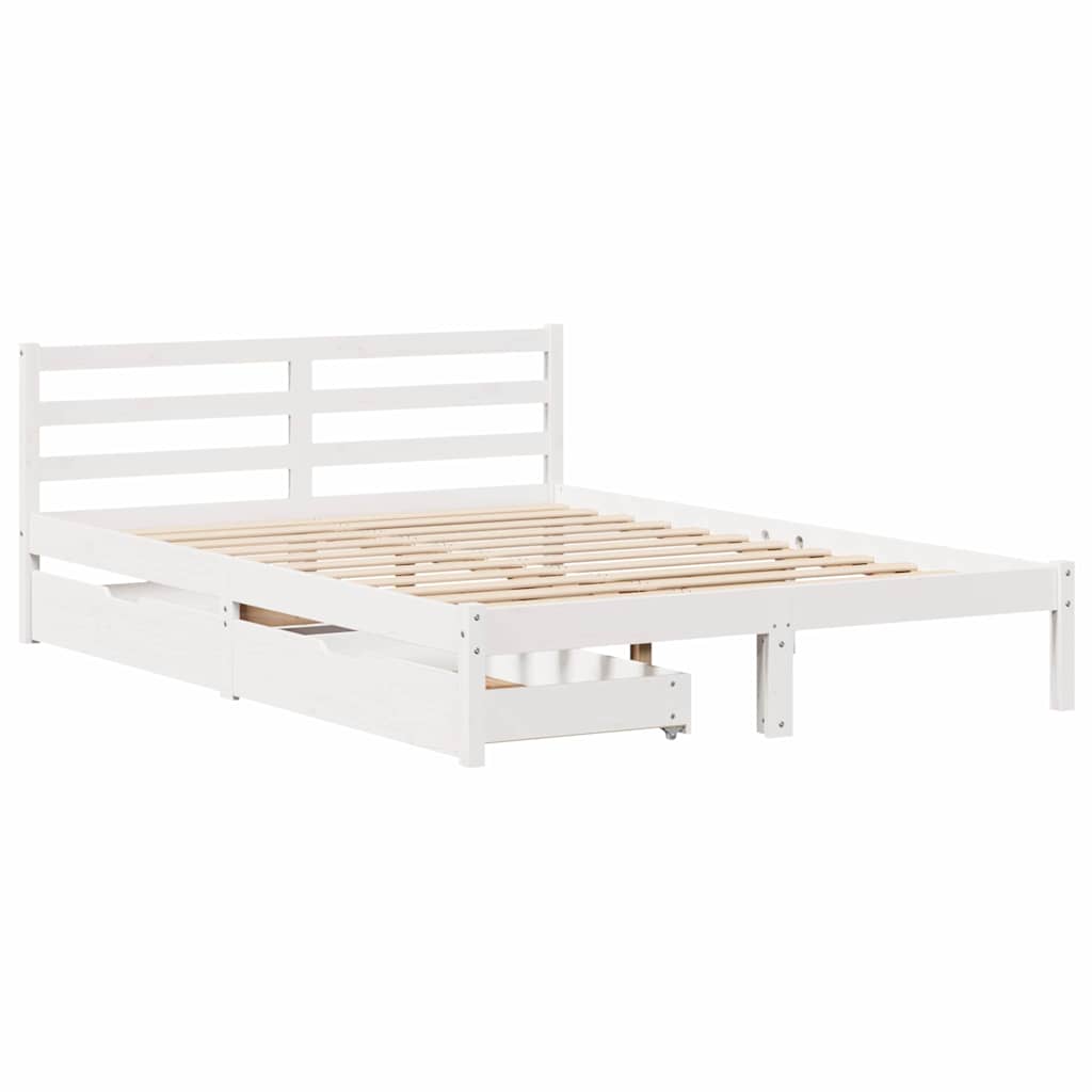 Sengeramme Uten Madrass Hvit 140X190 Cm Heltre Furu