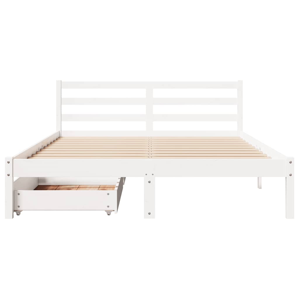 Sengeramme Uten Madrass Hvit 140X190 Cm Heltre Furu