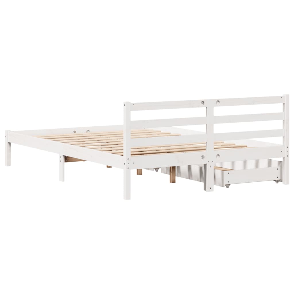 Sengeramme Uten Madrass Hvit 140X190 Cm Heltre Furu