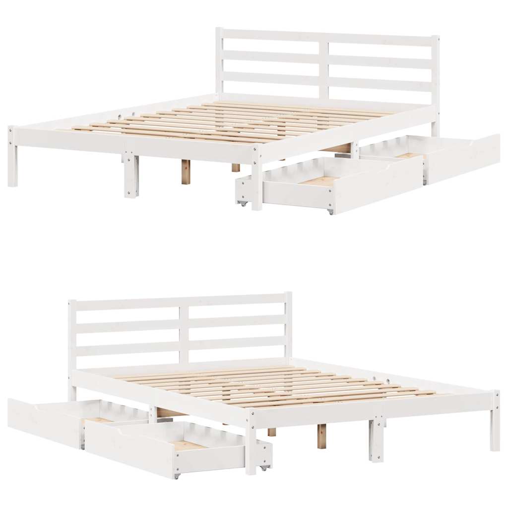 Sengeramme Uten Madrass Hvit 140X190 Cm Heltre Furu