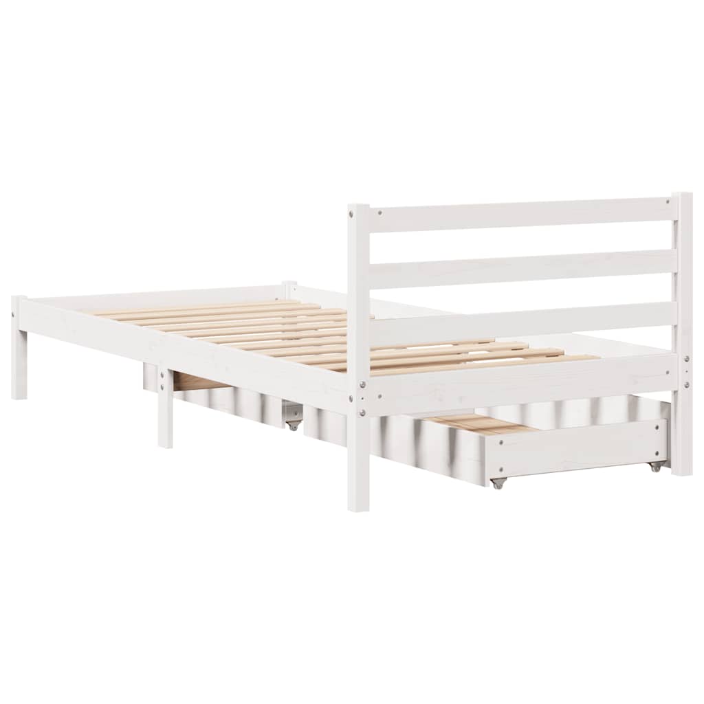 Sengeramme Uten Madrass Hvit 90X200 Cm Heltre Furu