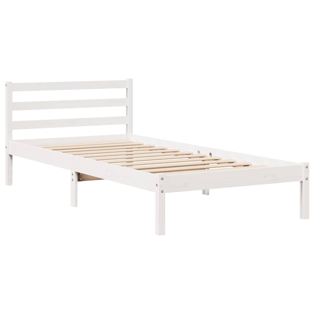 Sengeramme Uten Madrass Hvit 90X200 Cm Heltre Furu