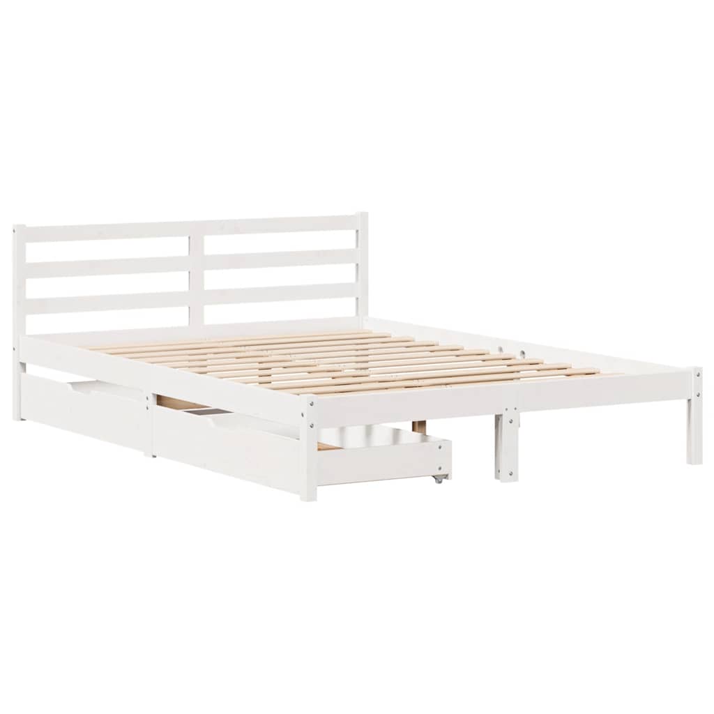 Sengeramme Uten Madrass Hvit 140X200 Cm Heltre Furu
