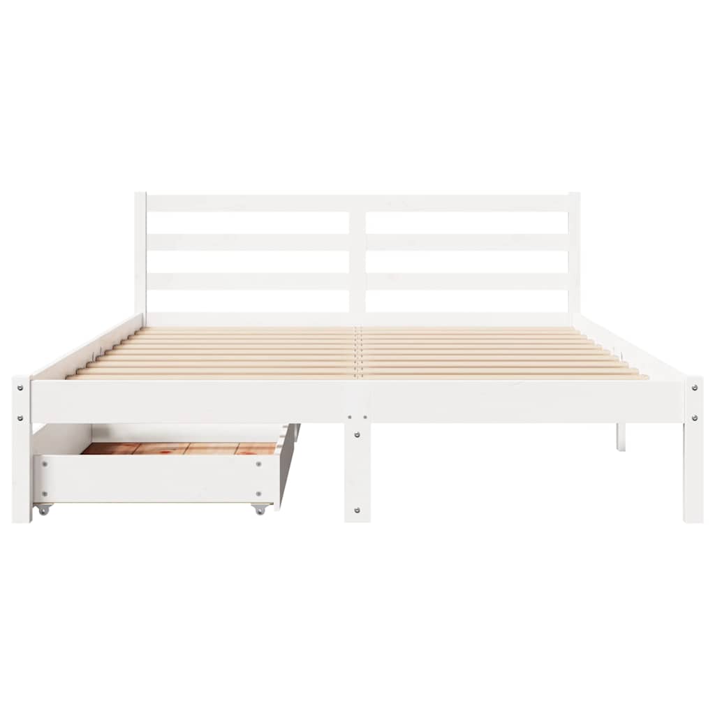 Sengeramme Uten Madrass Hvit 140X200 Cm Heltre Furu
