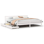 Sengeramme Med Madrass Hvit 200X200 Cm Heltre Furu