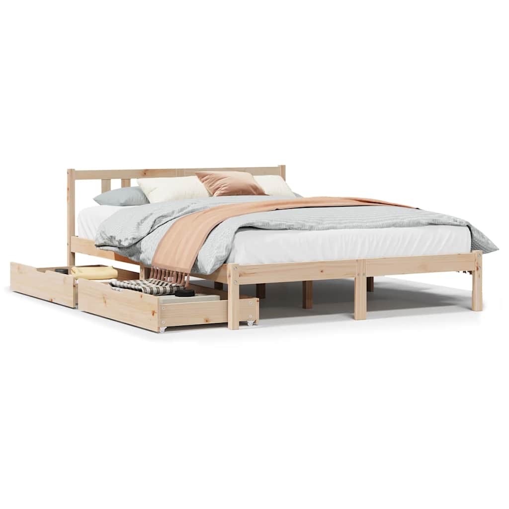 Sengeramme Uten Madrass Hvit 135X190 Cm Heltre Furu