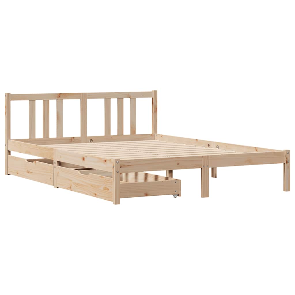 Sengeramme Uten Madrass Hvit 135X190 Cm Heltre Furu