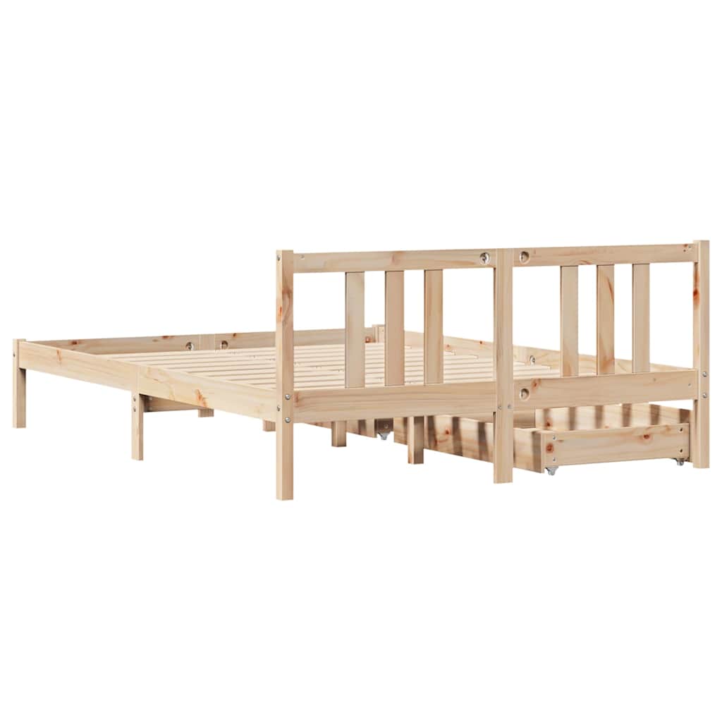 Sengeramme Uten Madrass Hvit 135X190 Cm Heltre Furu