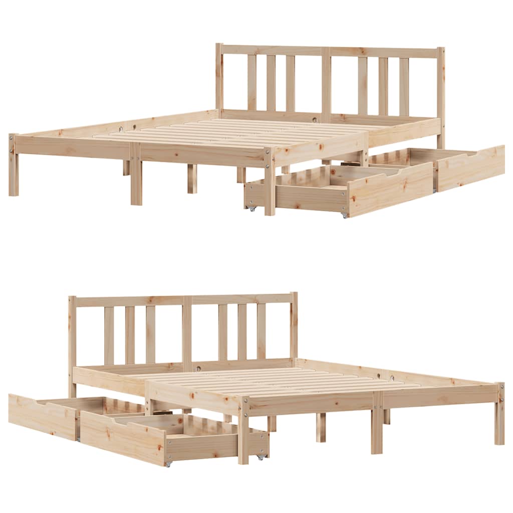 Sengeramme Uten Madrass Hvit 135X190 Cm Heltre Furu