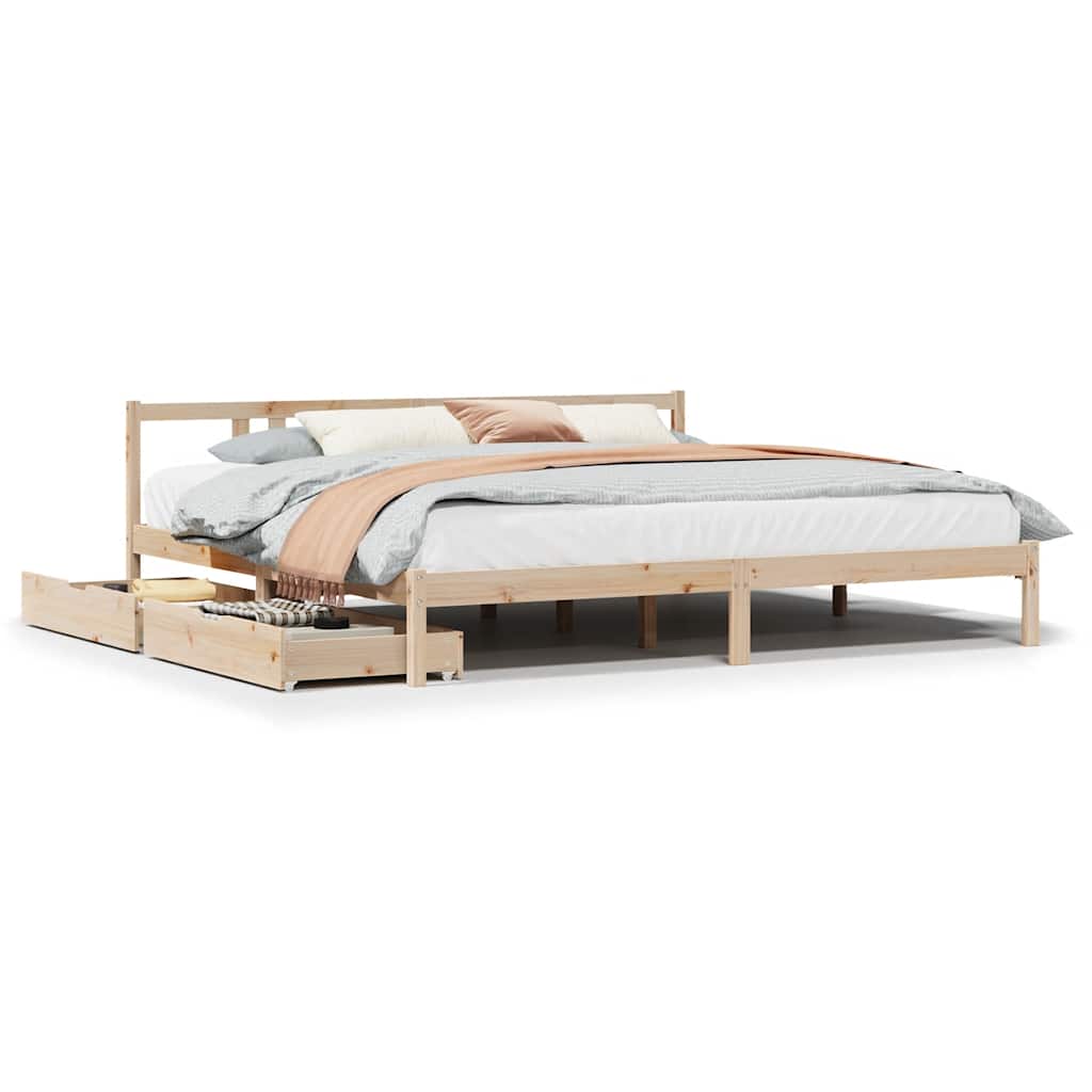 Sengeramme Med Madrass 200X200 Cm Heltre Furu