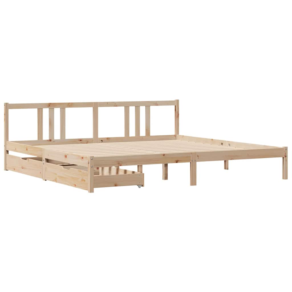Sengeramme Med Madrass 200X200 Cm Heltre Furu