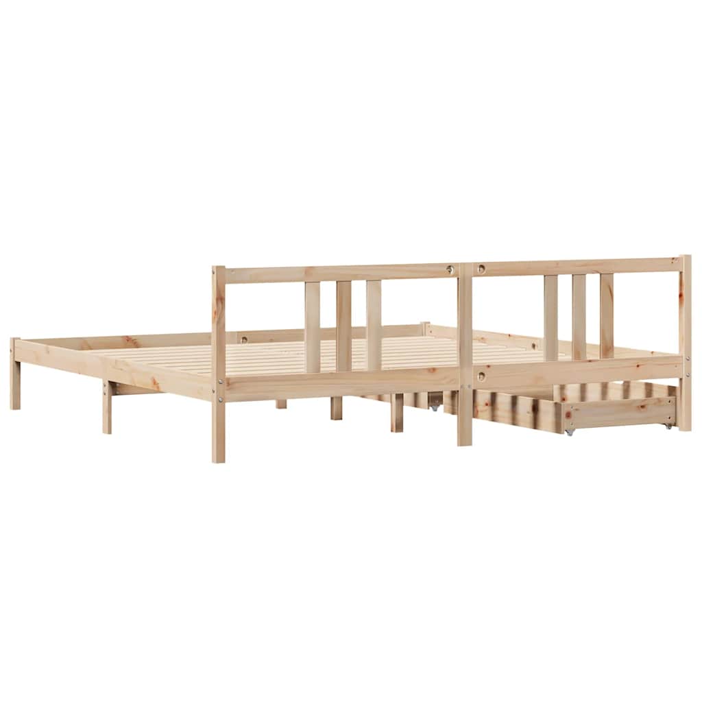 Sengeramme Med Madrass 200X200 Cm Heltre Furu