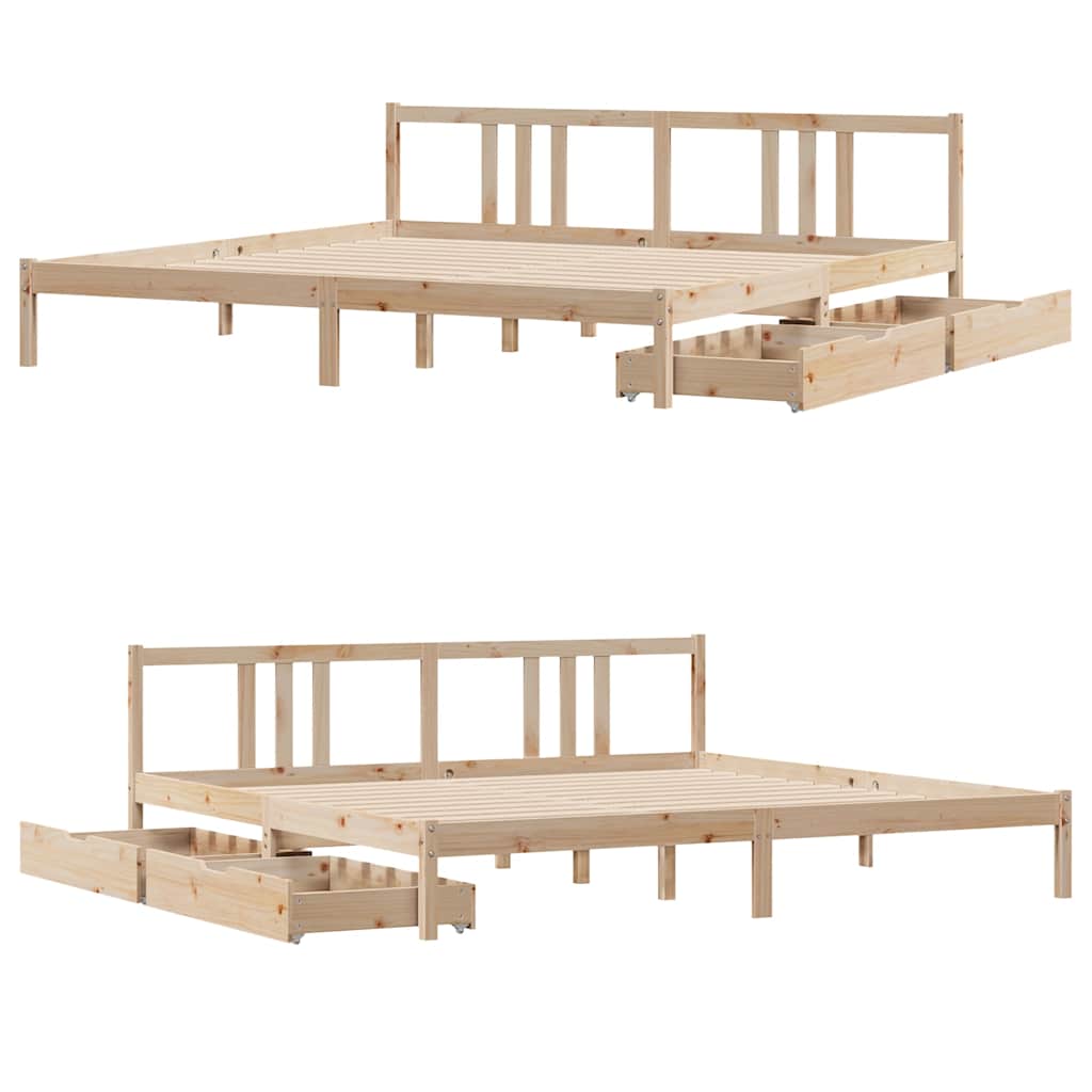 Sengeramme Med Madrass 200X200 Cm Heltre Furu