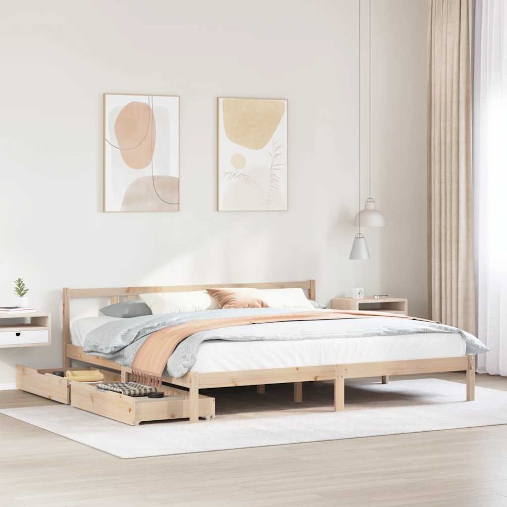 Sengeramme Med Madrass 200X200 Cm Heltre Furu