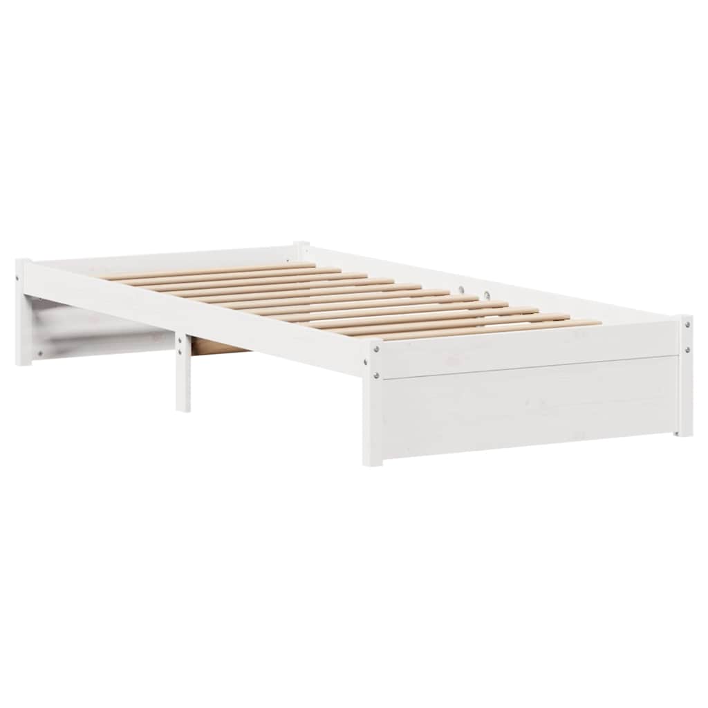 Sengeramme Uten Madrass Hvit 90X190 Cm Heltre Furu