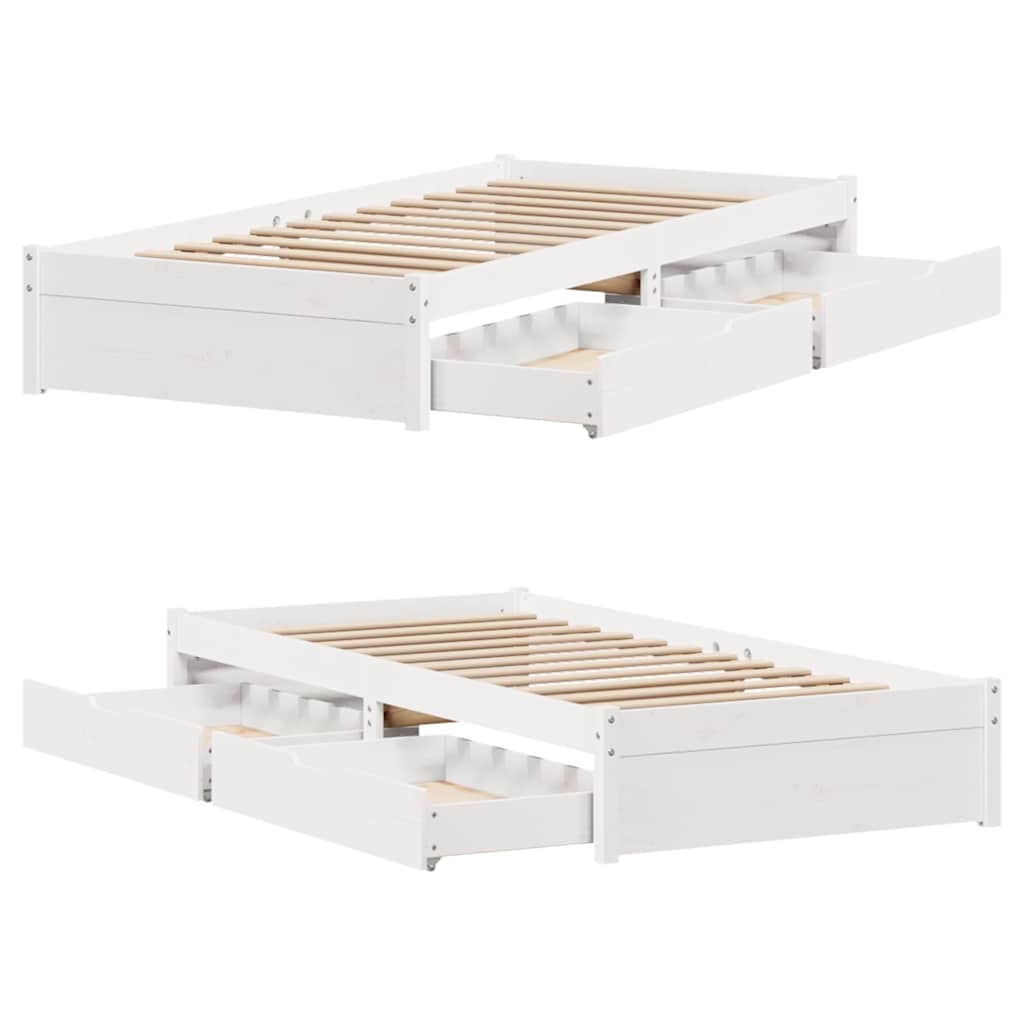 Sengeramme Uten Madrass Hvit 90X190 Cm Heltre Furu