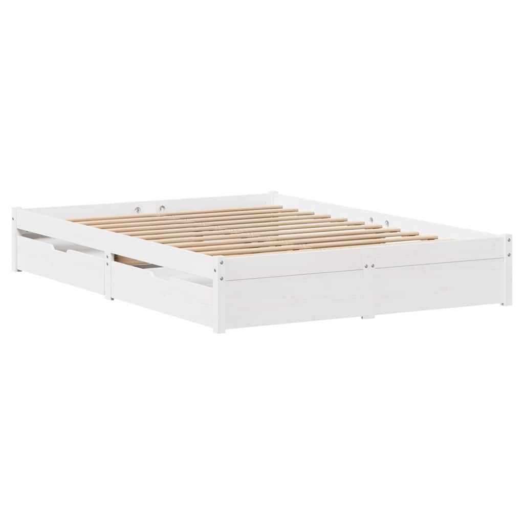 Sengeramme Uten Madrass Hvit 140X190 Cm Heltre Furu