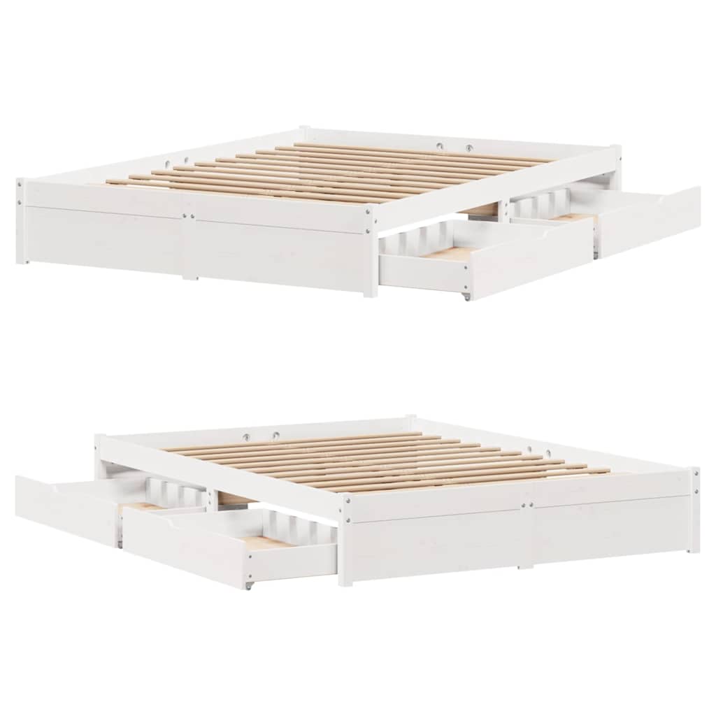 Sengeramme Uten Madrass Hvit 140X190 Cm Heltre Furu