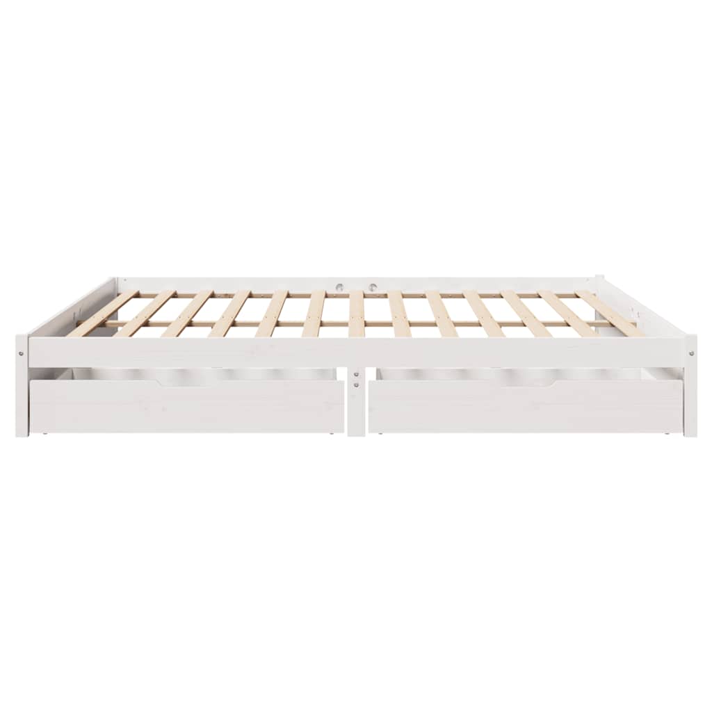 Sengeramme Med Madrass Hvit 200X200 Cm Heltre Furu