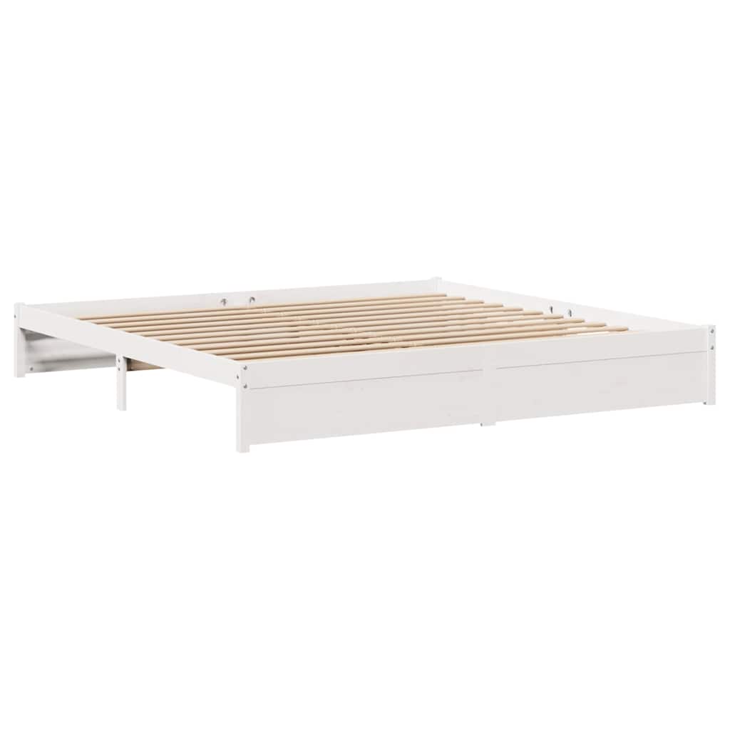 Sengeramme Med Madrass Hvit 200X200 Cm Heltre Furu
