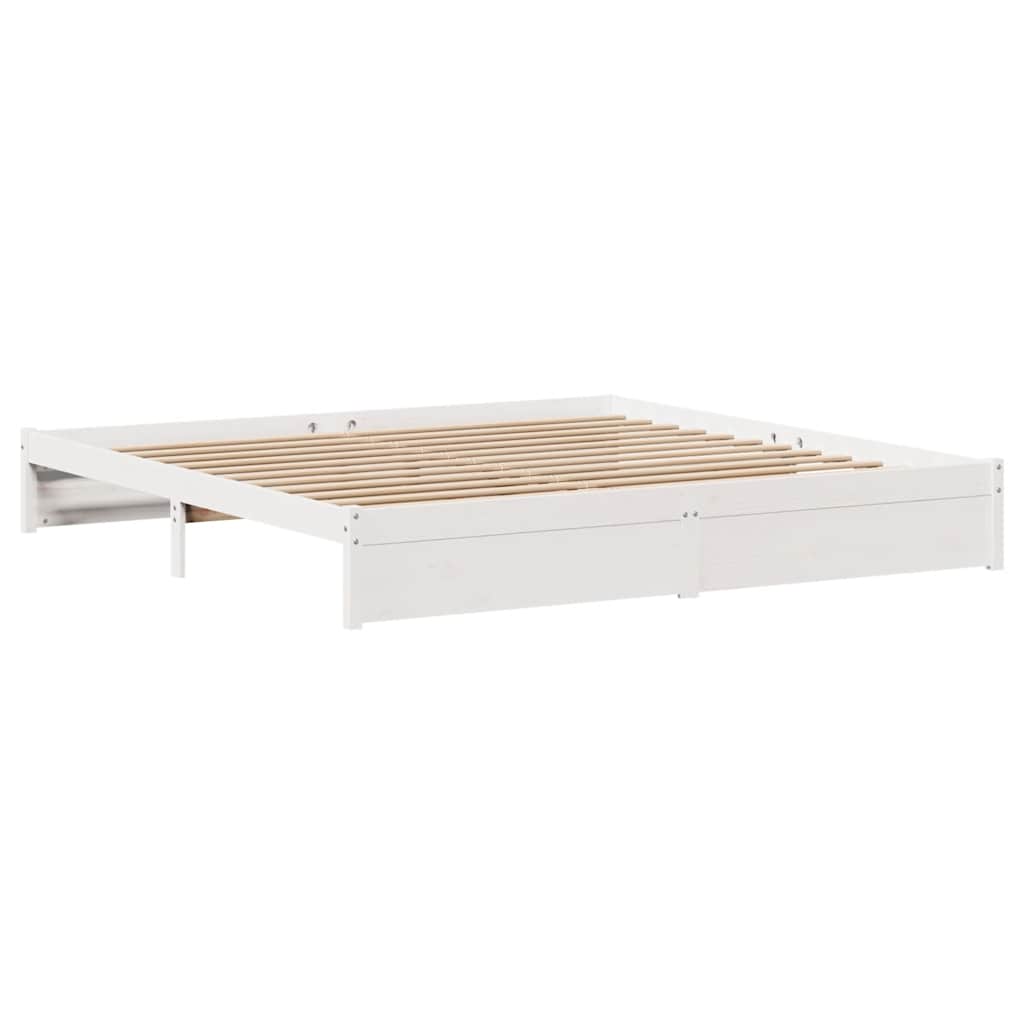 Sengeramme Med Madrass Hvit 200X200 Cm Heltre Furu