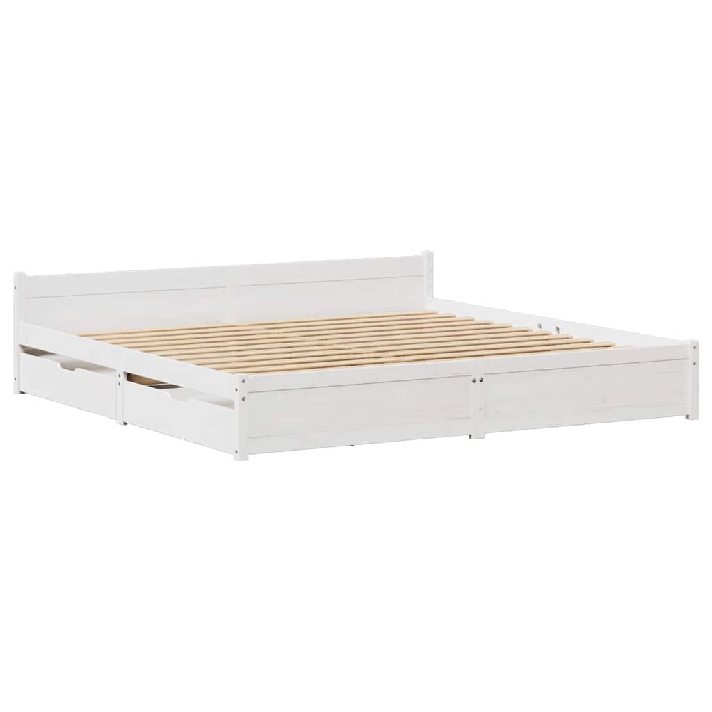 Sengeramme Uten Madrass Hvit 180X200 Cm Heltre Furu