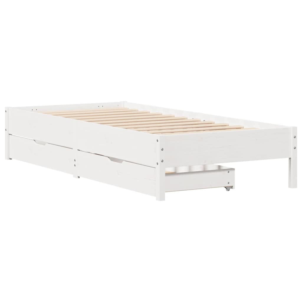 Sengeramme Uten Madrass Hvit 90X200 Cm Heltre Furu