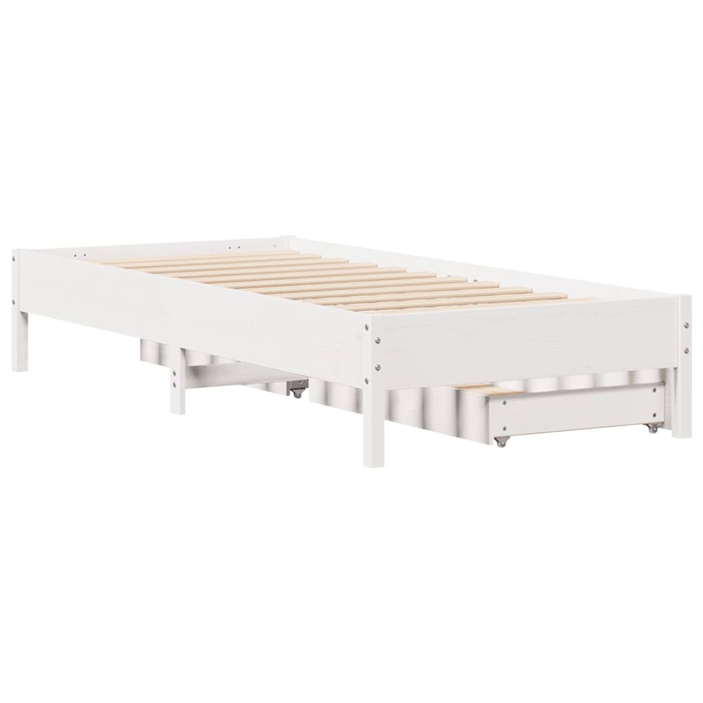 Sengeramme Uten Madrass Hvit 90X200 Cm Heltre Furu