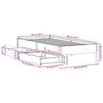 Sengeramme Uten Madrass Hvit 90X200 Cm Heltre Furu