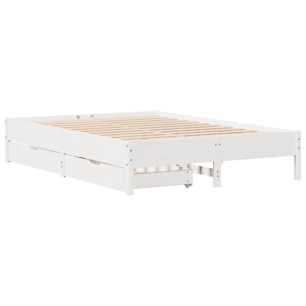 Sengeramme Uten Madrass Hvit 120X190 Cm Heltre Furu