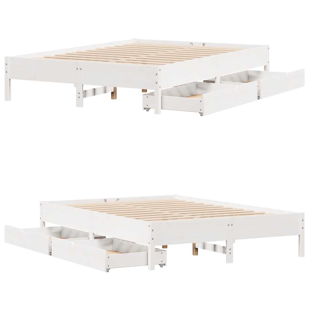 Sengeramme Uten Madrass Hvit 120X190 Cm Heltre Furu