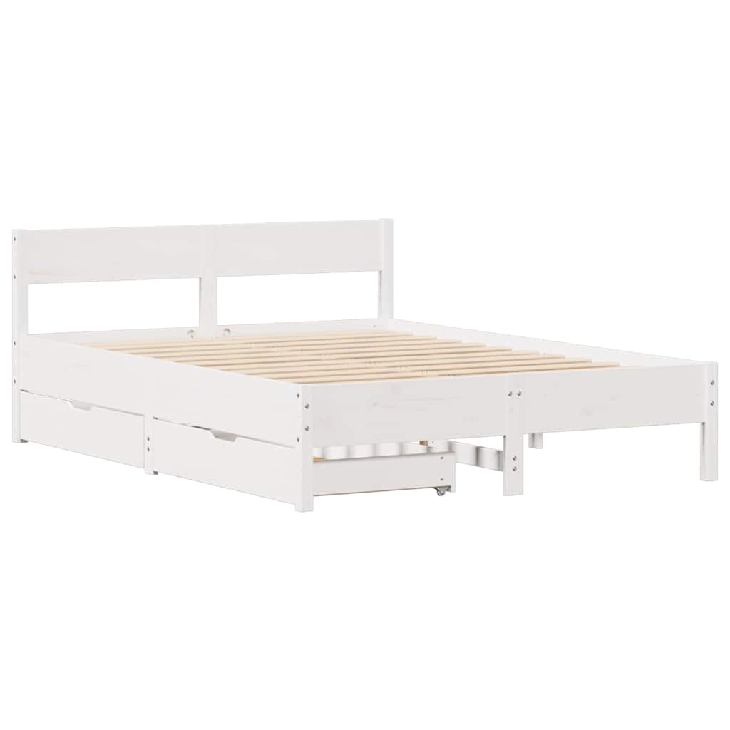 Sengeramme Uten Madrass Hvit 140X190 Cm Heltre Furu