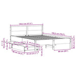 Sengeramme Uten Madrass Hvit 140X190 Cm Heltre Furu