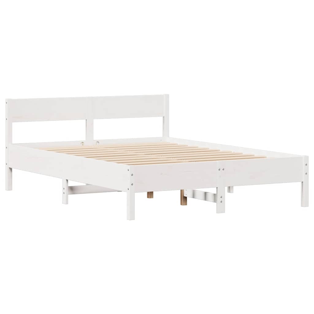 Sengeramme Uten Madrass Hvit 140X190 Cm Heltre Furu