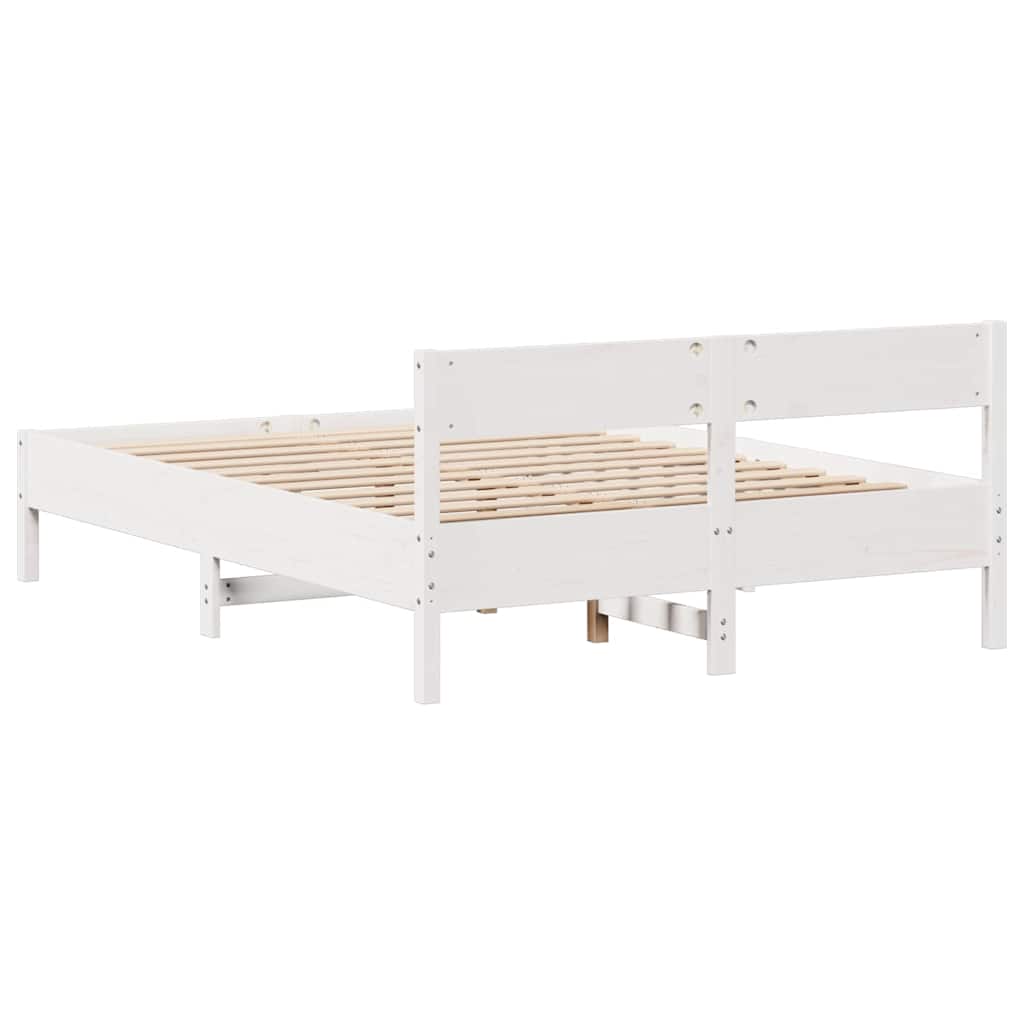 Sengeramme Uten Madrass Hvit 140X190 Cm Heltre Furu